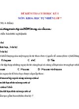 Đề kiểm tra cuối học kỳ I môn Khoa học tự nhiên Lớp 7 sách Cánh Diều (Có đáp án)